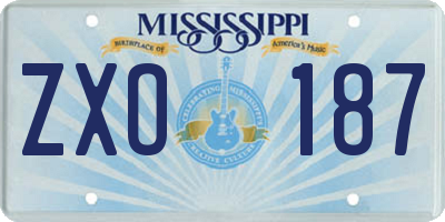 MS license plate ZXO187