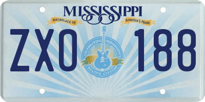 MS license plate ZXO188