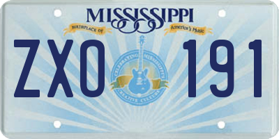 MS license plate ZXO191