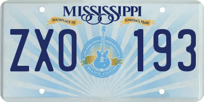 MS license plate ZXO193