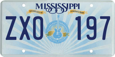 MS license plate ZXO197