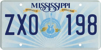 MS license plate ZXO198