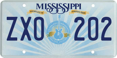 MS license plate ZXO202