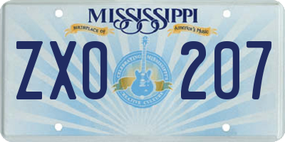 MS license plate ZXO207