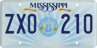 MS license plate ZXO210