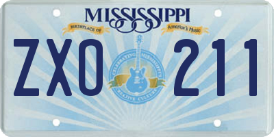 MS license plate ZXO211