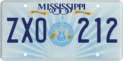 MS license plate ZXO212