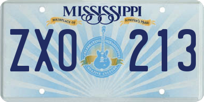 MS license plate ZXO213