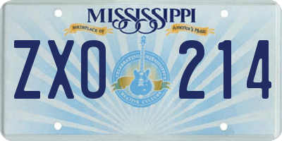 MS license plate ZXO214