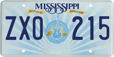 MS license plate ZXO215