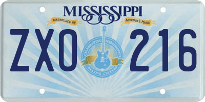 MS license plate ZXO216