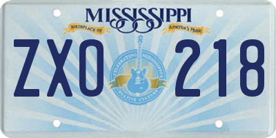 MS license plate ZXO218