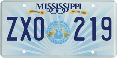 MS license plate ZXO219