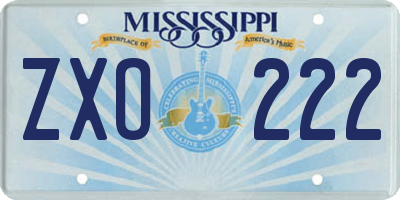 MS license plate ZXO222
