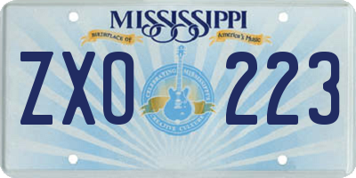 MS license plate ZXO223
