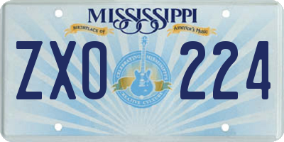 MS license plate ZXO224