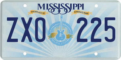 MS license plate ZXO225