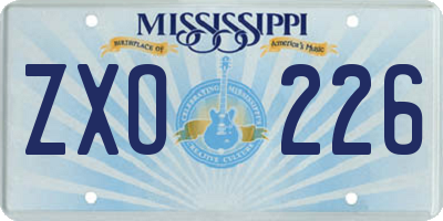 MS license plate ZXO226
