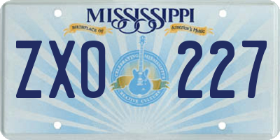 MS license plate ZXO227