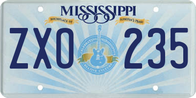MS license plate ZXO235