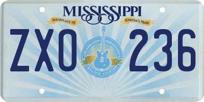 MS license plate ZXO236