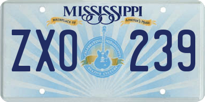 MS license plate ZXO239