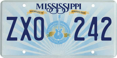 MS license plate ZXO242