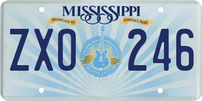 MS license plate ZXO246