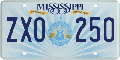 MS license plate ZXO250