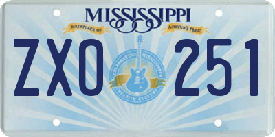 MS license plate ZXO251