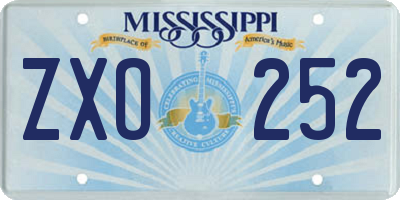 MS license plate ZXO252