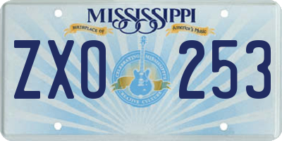 MS license plate ZXO253