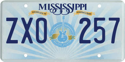 MS license plate ZXO257