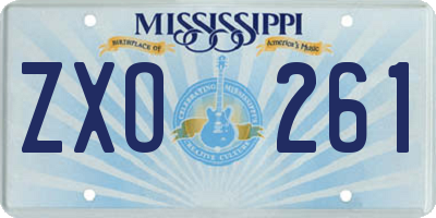 MS license plate ZXO261