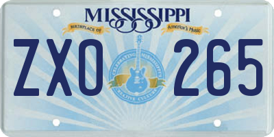 MS license plate ZXO265