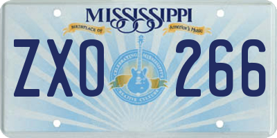 MS license plate ZXO266