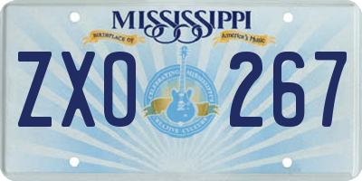 MS license plate ZXO267