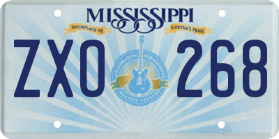 MS license plate ZXO268