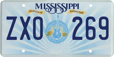 MS license plate ZXO269