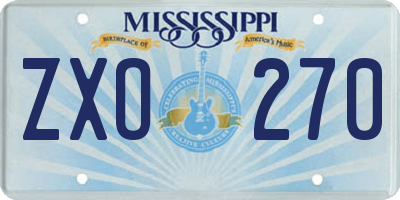 MS license plate ZXO270