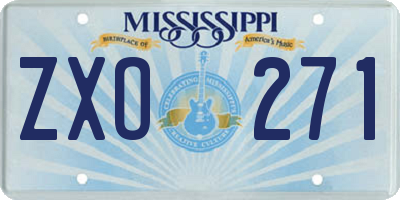 MS license plate ZXO271