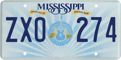 MS license plate ZXO274