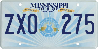 MS license plate ZXO275