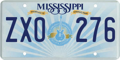 MS license plate ZXO276