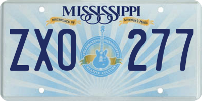 MS license plate ZXO277