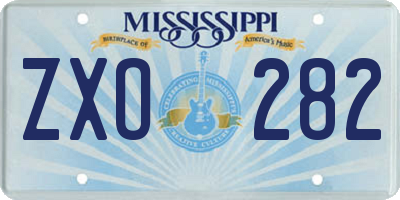 MS license plate ZXO282