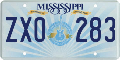 MS license plate ZXO283
