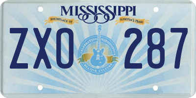 MS license plate ZXO287