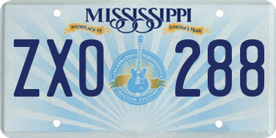MS license plate ZXO288