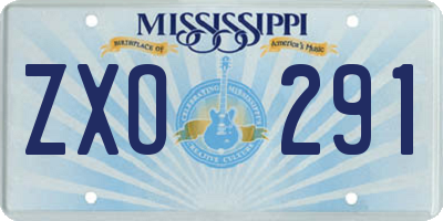 MS license plate ZXO291